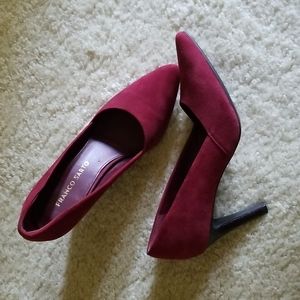 Franco Sarto burgundy pointed heels.